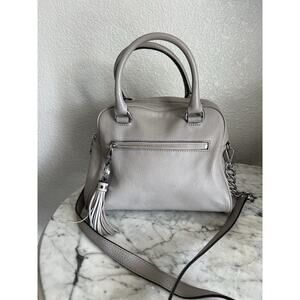 Michael Kors Bag Knox Tassel Taupe Pebbled Leather Purse Handbag Crossbody